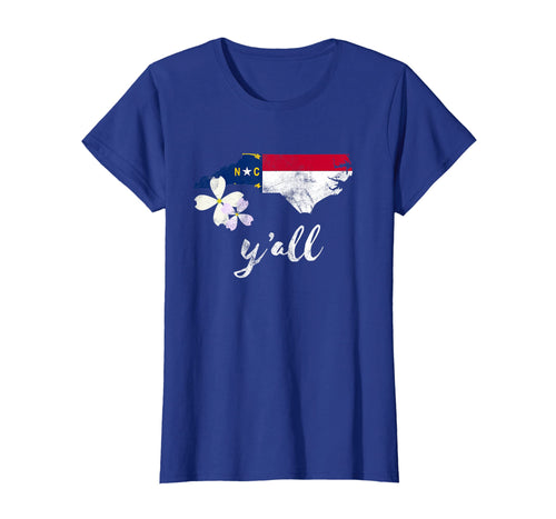 Vintage State of North Carolina Shirt Y'all Flag Dogwood