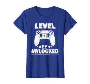 Level 22 Unlocked T-Shirt 22nd Video Gamer Birthday Gift