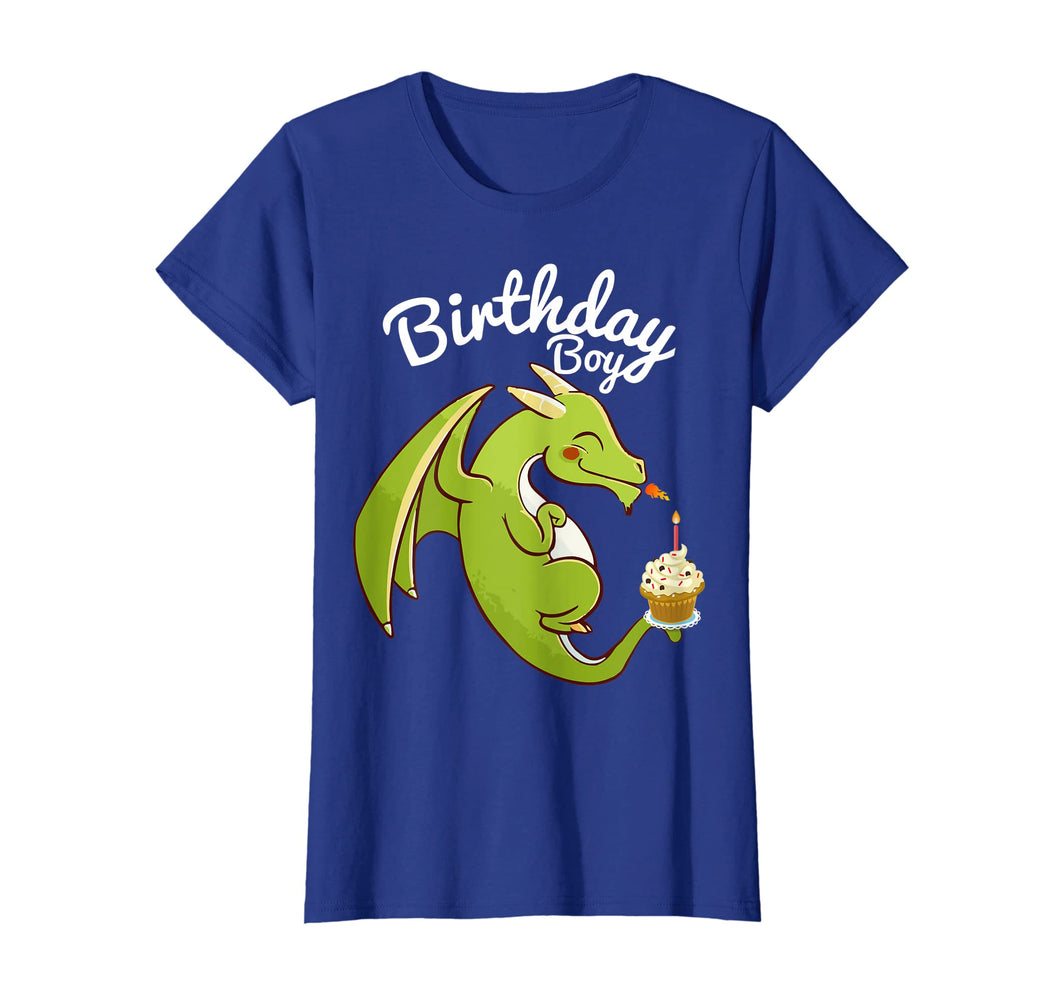 Birthday Boy Dragon Theme T-shirt Cupcake Candle Fire