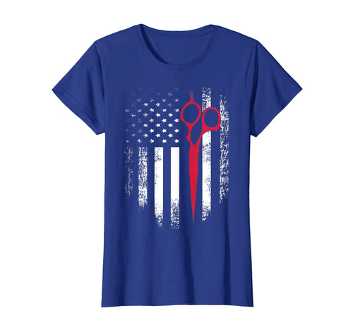 Vintage USA Red White Scissor American Flag T-Shirt Barber