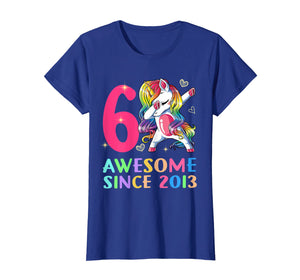 6 Years Old 6th Birthday Unicorn Dabbing Shirt Girl Party