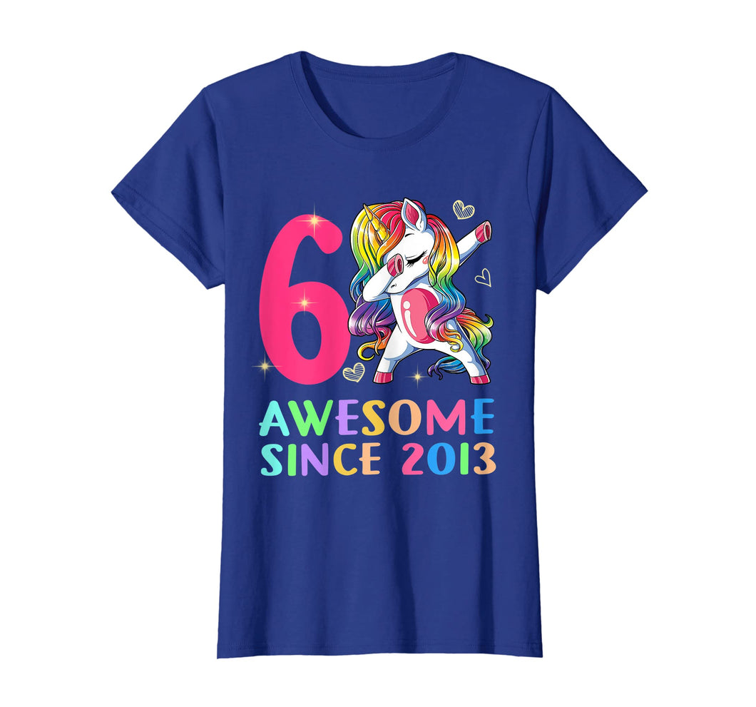 6 Years Old 6th Birthday Unicorn Dabbing Shirt Girl Party