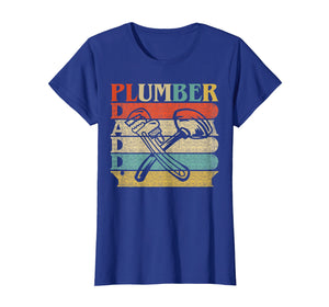 Retro Vintage Daddy Plumber T-Shirt Funny Plumbing Dad Gift