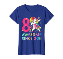 Load image into Gallery viewer, 8 Years Old 8th Birthday Unicorn Dabbing Shirt Girl Party
