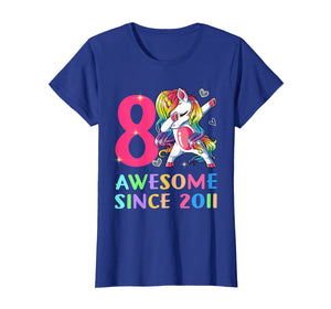 8 Years Old 8th Birthday Unicorn Dabbing Shirt Girl Party