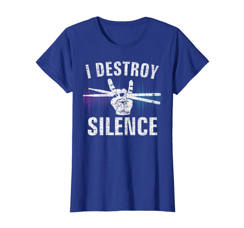 Vintage I Destroy Silence Drums T-Shirt Funny Drummer Gift