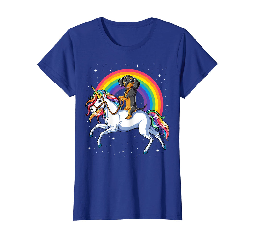Dachshund Unicorn T shirt Girls Space Galaxy Rainbow Dog Tee