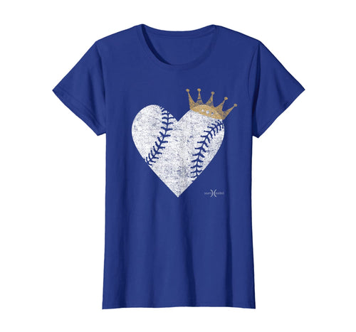 Vintage Royal Baseball Heart with Crown Tee Shirt-138866