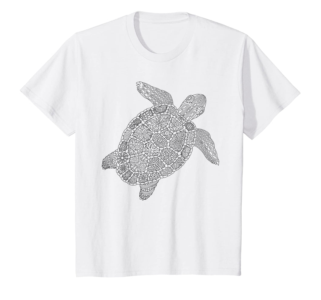 Coloring Book Style Turtle Coloring T- Shirts