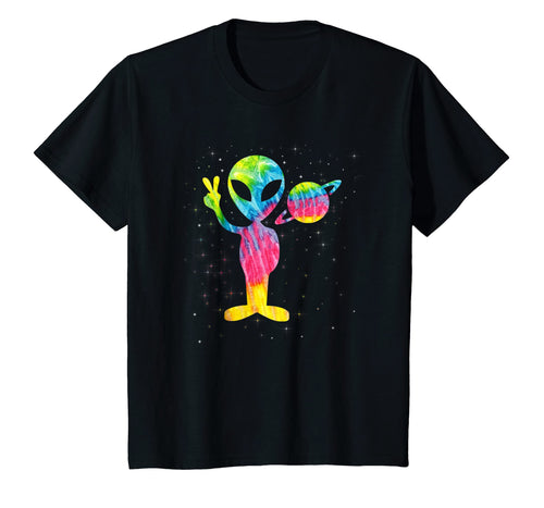 Vintage Retro 1970s Tie Dye Groovy Alien Peace T-Shirt