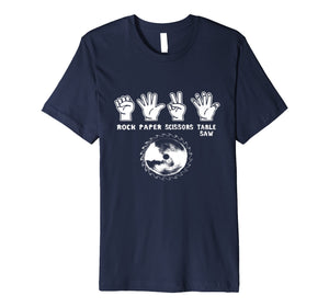 Mens Rock Paper Scissors Table Saw Woodworking Shirt