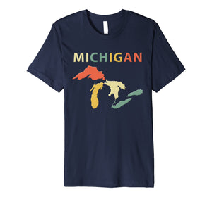 Michigan Great Lakes Shirt. Retro Vintage Colors T-Shirt Tee