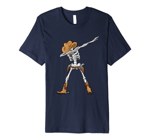 Dabbing Skeleton T Shirt Kids Cowboy Hat Halloween Funny Dab