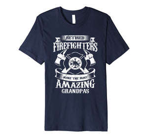 Mens Retired Firefighter Grandpa T-Shirt Fireman Retirement Gift