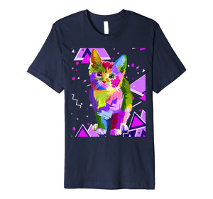 70s 80s Party Trippy Cat Premium T-Shirt