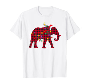 Christmas Red Plaid Buffalo Elephant Xmas Pajamas Family T-Shirt