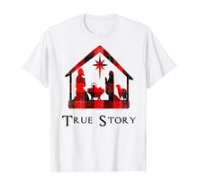 Load image into Gallery viewer, Christmas Nativity True Story Red Plaid Xmas Sweater Gift T-Shirt
