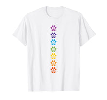 Load image into Gallery viewer, 7 Chakras Puppy Paw Print Cute High Vibe Conscious T-Shirt
