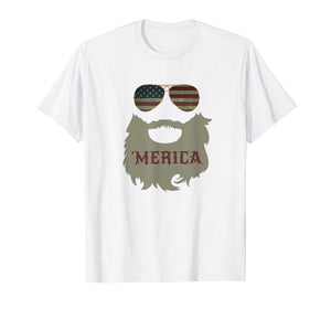 'Merica Patriotic Beard Sunglasses Flag T-shirt