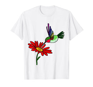 Smilenowtees Funny Hummingbird and Red Daisy Flower T-shirt