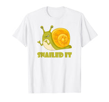 Load image into Gallery viewer, Snailed It Funny T Shirt, Large Happy Snail for Men, Women
