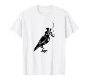 Black Crow Top Hat Smoking Cigar Graphic Art T-Shirt