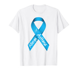 Asthma and Allergies Light Blue Awareness Ribbon T Shirt