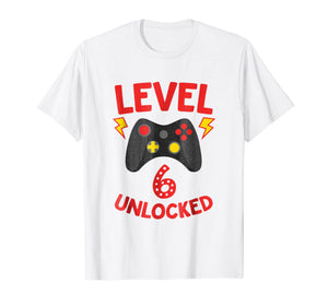 Level 6 Unlocked - Funny 6 Year Old Gamer Birthday Shirt