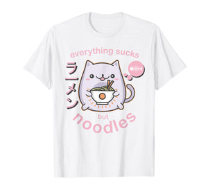 Pastel Goth Ramen Noodle Cat T Shirt - Anime Kawaii Gift