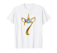 Load image into Gallery viewer, 7th Birthday T-shirt Seven Birthday Unicorn Shirt for girls
