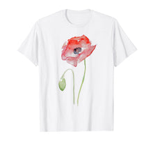 Load image into Gallery viewer, Red Poppy Watercolor Floral T-shirt
