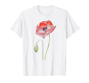 Red Poppy Watercolor Floral T-shirt