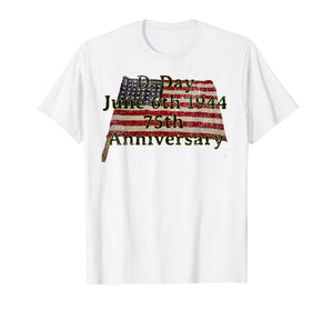 D-Day June 6th 1944 75th Anniversary Commemorative 48 Star  T-Shirt