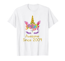 Load image into Gallery viewer, Cute 10th Birthday Unicorn Girls Tshirt, Awesome since 2009
