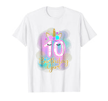 Load image into Gallery viewer, 10th Unicorn Birthday girl t-shirt ten years old party gift
