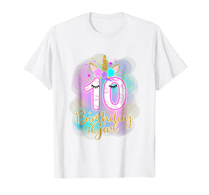 10th Unicorn Birthday girl t-shirt ten years old party gift