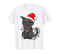 Load image into Gallery viewer, Christmas Cat Shirt | Funny Santa Hat &amp; Xmas Lights Cat Gift T-Shirt

