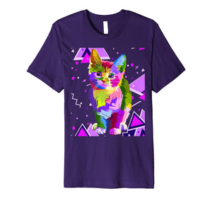 70s 80s Party Trippy Cat Premium T-Shirt