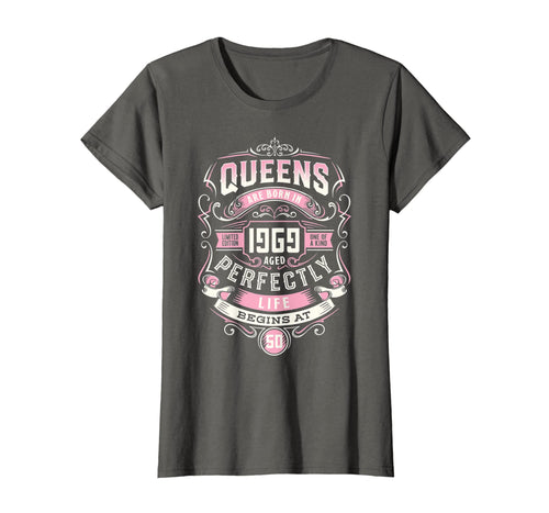 Womens 50th Birthday Queen Shirts for Women Vintage 1969 T-Shirt
