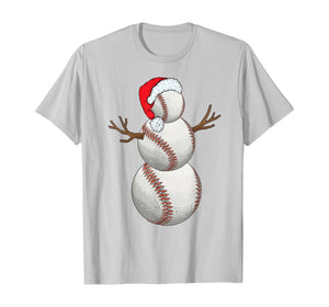 Christmas Baseball Snowman Ball Xmas Gift For Men Women Kids T-Shirt