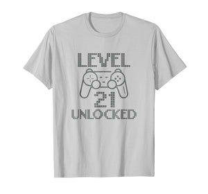Level 21 Unlocked T-Shirt Gamer Birthday 21st Gaming Legend