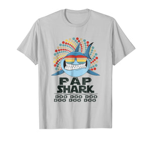 Mens Retro Vintage Pap Shark Tshirt Gift For Father Grandpa
