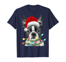 Load image into Gallery viewer, Boston Terrier Santa Christmas Tree Lights Xmas Gifts Boys T-Shirt
