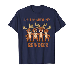 Chillin With My Reindeer Christmas Boys Girls Kids Xmas T-Shirt