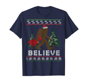 Christmas Sasquatch Santa Bigfoot Believe Yeti Xmas Gift Tee T-Shirt