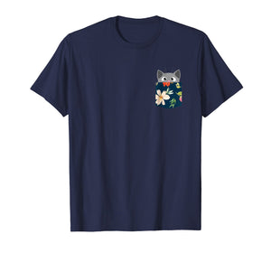 Cute Cat Faux Fake Pocket T-Shirt For Girls, Women and Men