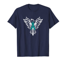 Load image into Gallery viewer, Sexual Assault Awareness T Shirt Teal Ribbon Phoenix
