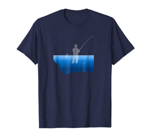 Montana State Fishing Tee with State Outline