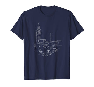 London Retro Big Ben Art T-Shirt Clock Tower England Tee
