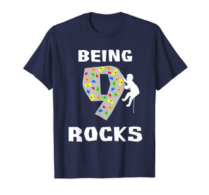 Being 9 Years Old Rocks Funny Rock Climber Birthday T Shirt